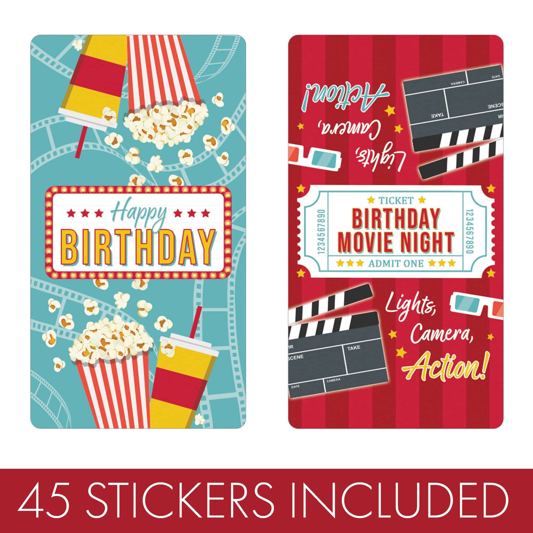 Movie Night: Kid's Birthday -  Hershey's Miniatures Candy Bar Wrappers Stickers - 45 Stickers