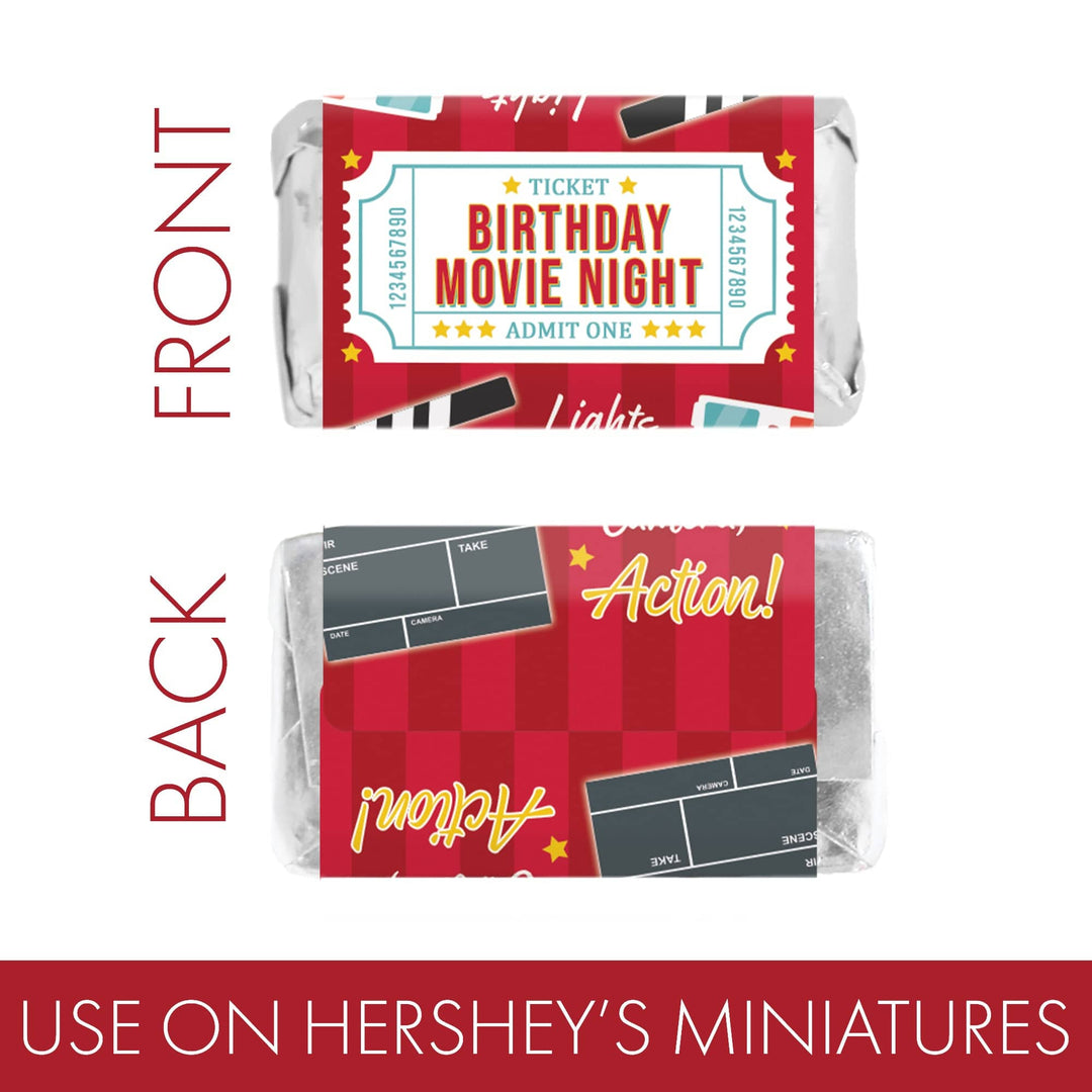 Movie Night: Kid's Birthday -  Hershey's Miniatures Candy Bar Wrappers Stickers - 45 Stickers