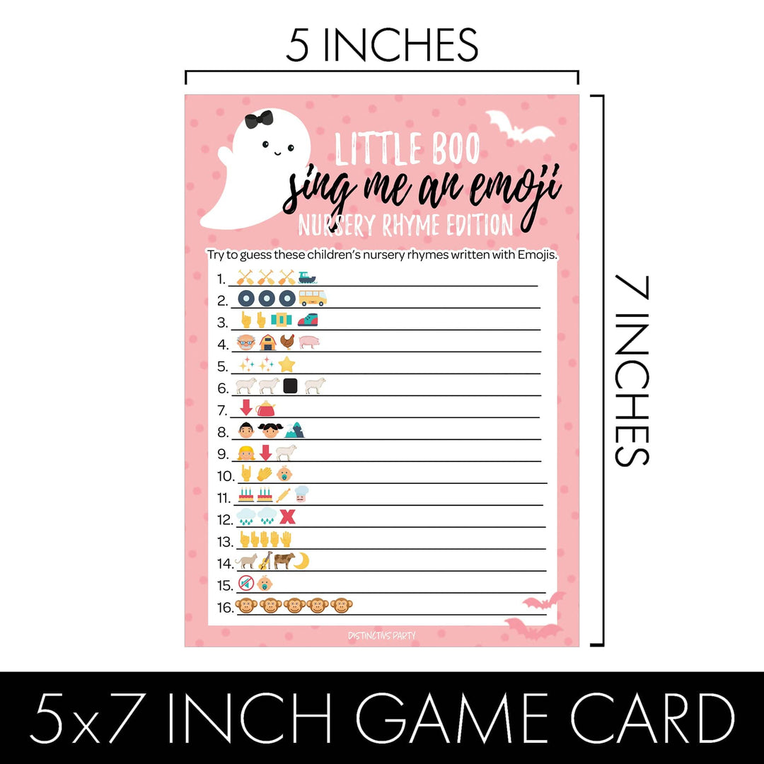 Little Boo: Pink - Juego de baby shower - Cántame un partido de embarazo de emoji y animal - Paquete de dos juegos - 20 tarjetas de doble cara