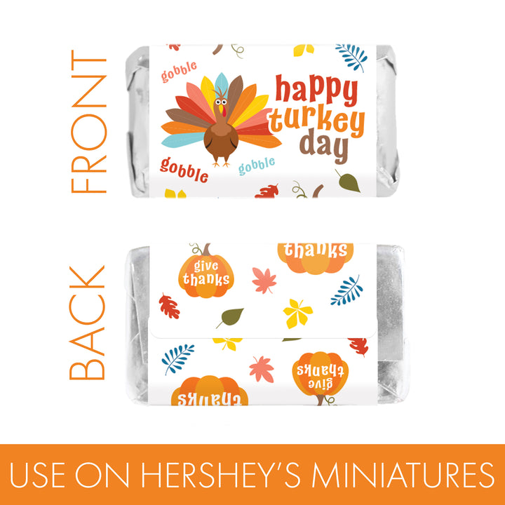 Pegatinas de Acción de Gracias para niños - Envoltorios para barra de dulces en miniatura de Hershey's - Paquete de 45