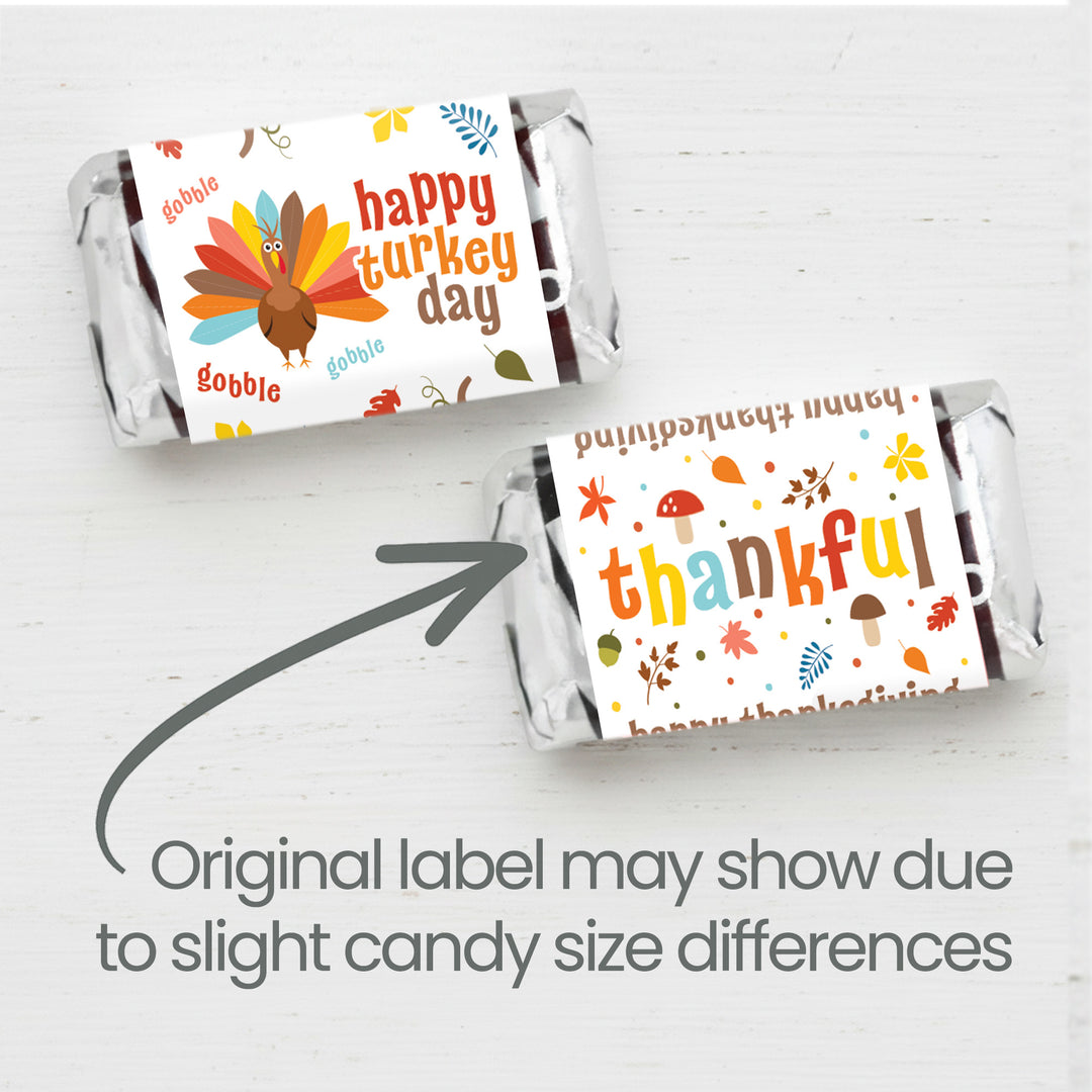 Pegatinas de Acción de Gracias para niños - Envoltorios para barra de dulces en miniatura de Hershey's - Paquete de 45