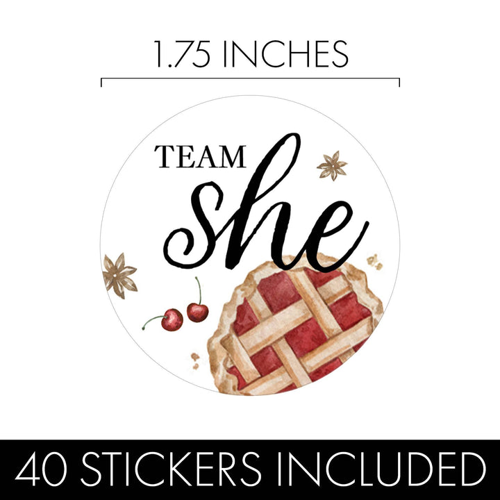 Cutie Pie: Baby Shower - Gender Reveal Party - Team She or Team He Stickers - 40 Stickers