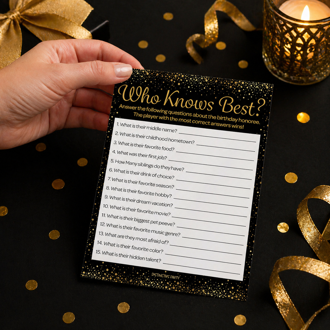 Born in The 1960s Black & Gold - 60th or 65th Birthday Party Game Bundle - 3 Games for 20 Guests