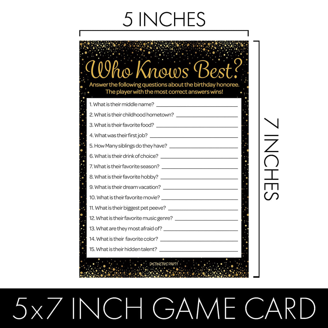 Born in The 1940s Black & Gold Birthday - Adult Birthday - Party Game Bundle - 3 Games for 20 Guests - Distinctivs Party