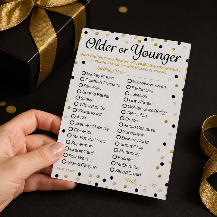 Nacido en la década de 1940 Cumpleaños negro y dorado - Cumpleaños para adultos - Paquete de juegos de fiesta - 3 juegos para 20 invitados