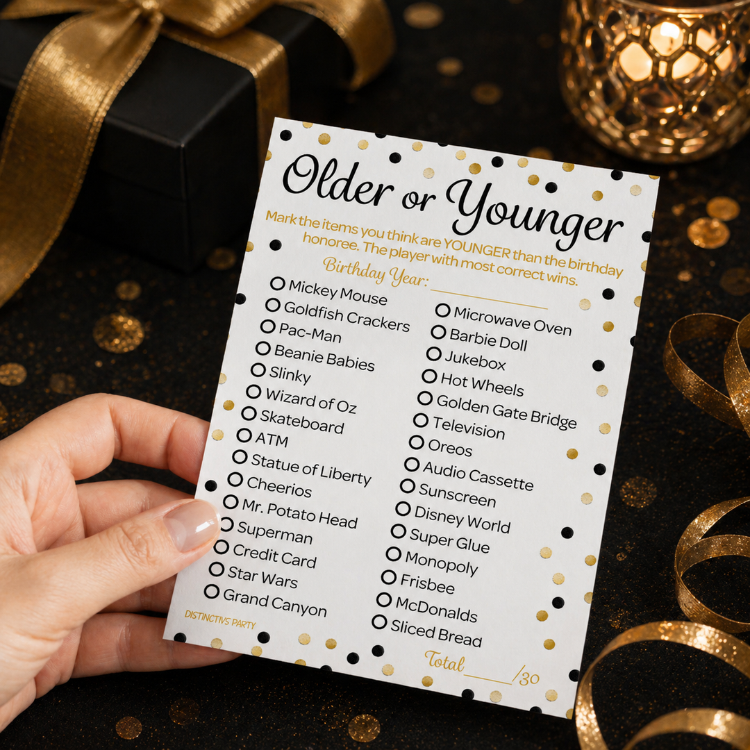 Nacido en la década de 1930 Black &amp; Gold - Cumpleaños para adultos - Paquete de juegos de fiesta - 3 juegos para 20 invitados