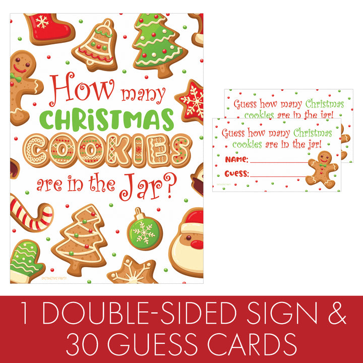 Christmas How Many Cookies in the Jar Game – 1 Sign & 30 Guess Cards
