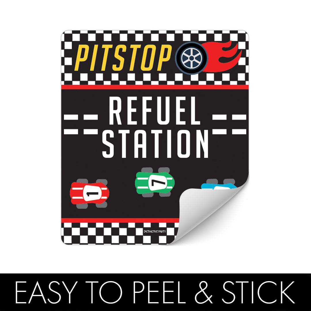 Coche de carreras - Cumpleaños infantil - Pegatinas para bolsa de chips y bolsa de refrigerios - Paquete de 32