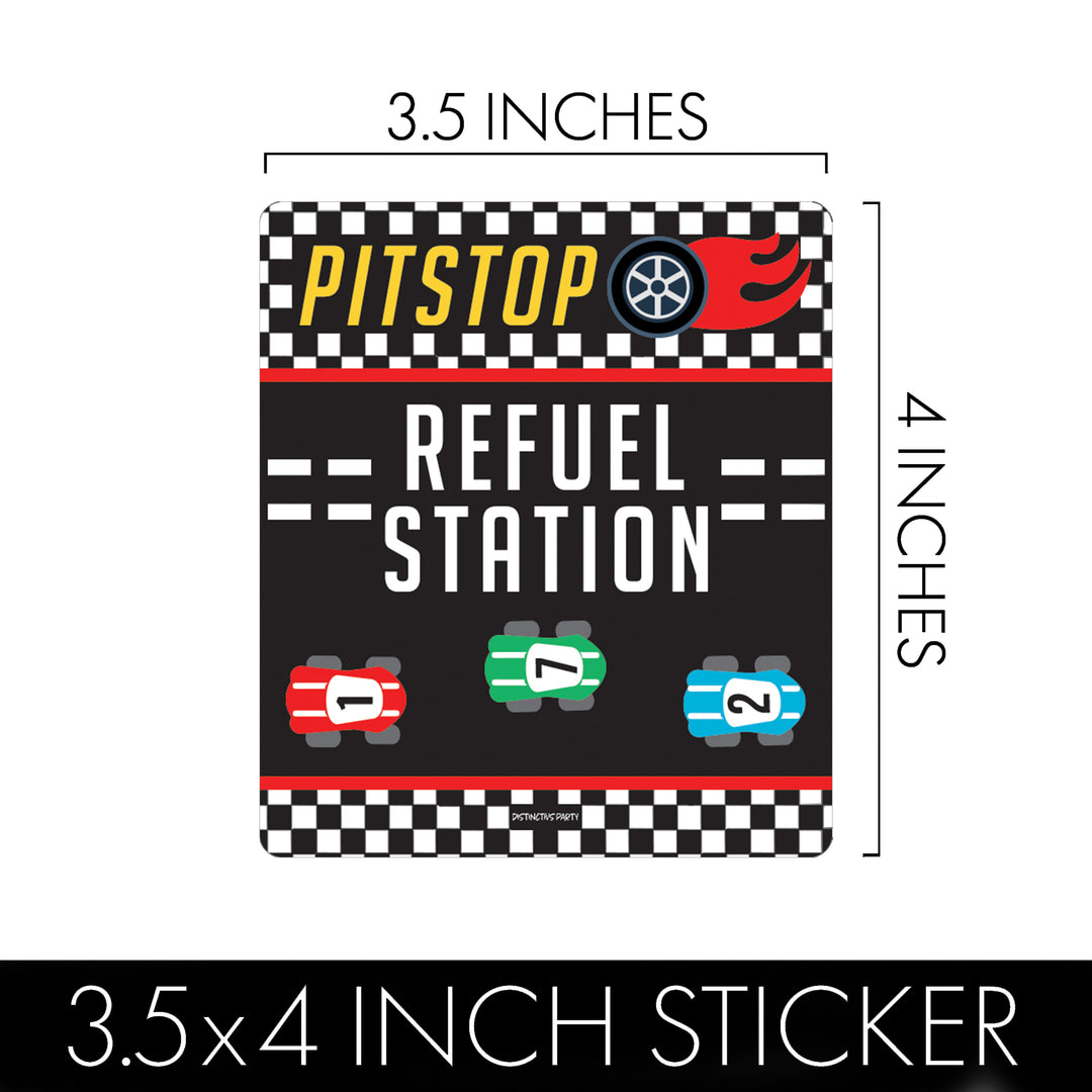 Coche de carreras - Cumpleaños infantil - Pegatinas para bolsa de chips y bolsa de refrigerios - Paquete de 32
