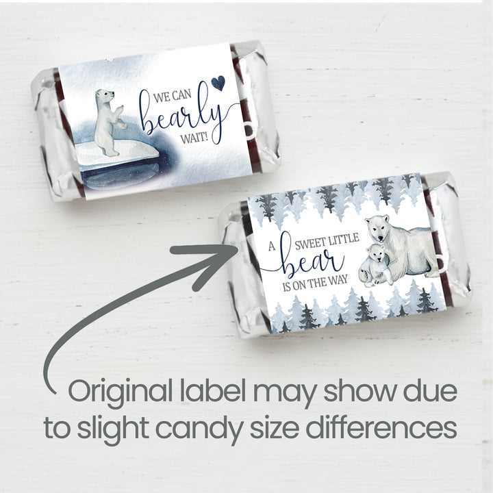 Polar Bear We Can Bearly Wait: Winter Baby Shower - Hershey's Miniatures Candy Bar Wrappers Stickers - 42 Stickers