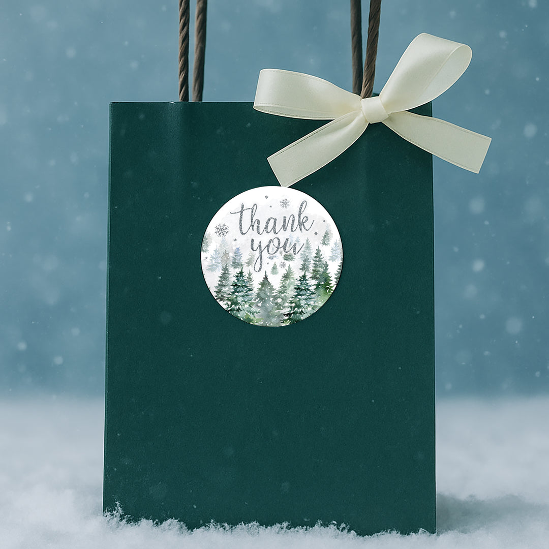 Baby It's Cold Outside Evergreen: Baby Shower de invierno - Pegatinas redondas para regalos - 40 pegatinas