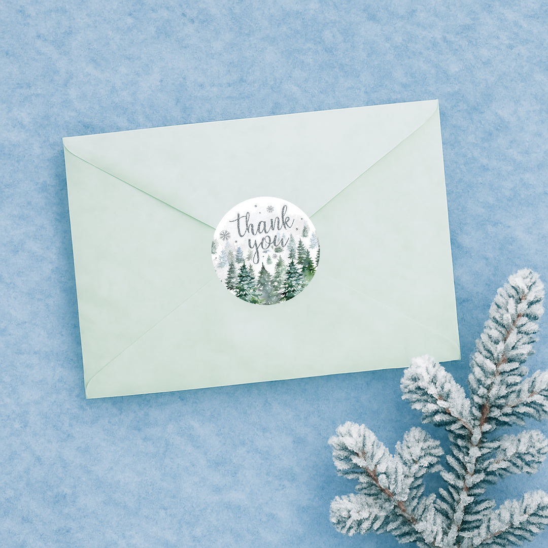 Baby It's Cold Outside Evergreen: Baby Shower de invierno - Pegatinas redondas para regalos - 40 pegatinas