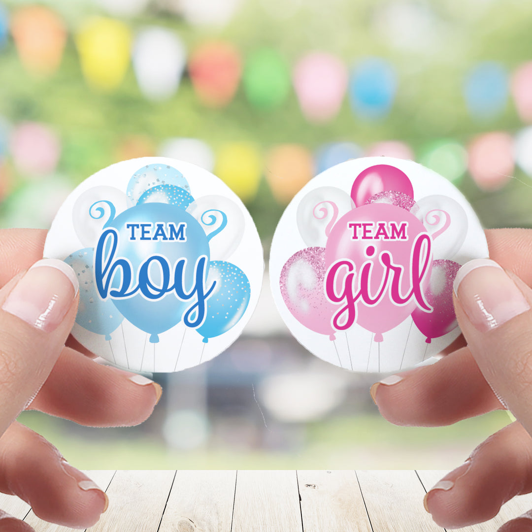 Pop the Balloon: Gender Reveal Party -Team Boy or Team Girl - 40 Stickers