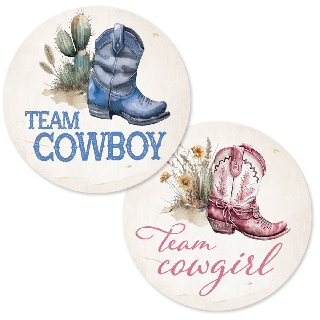 Western Baby: Gender Reveal Party - Team Cowboy or Team Cowgirl - 40 Stickers