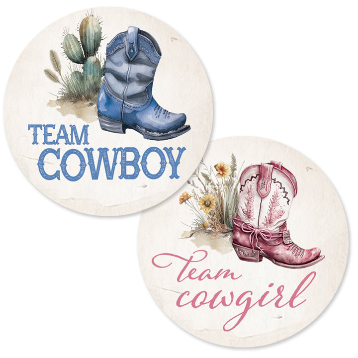 Western Baby: Gender Reveal Party - Team Cowboy or Team Cowgirl - 40 Stickers