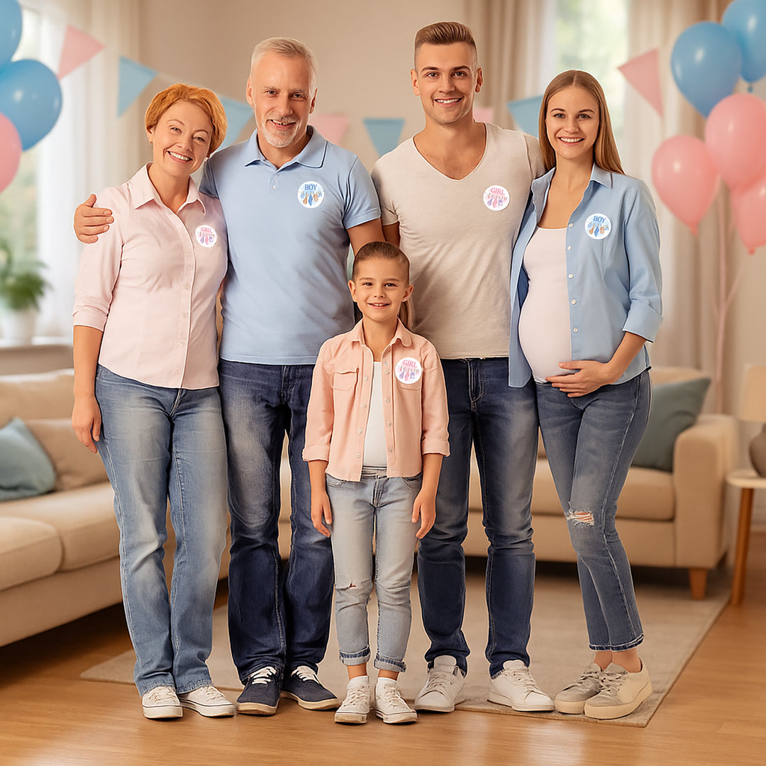 Baby Clothesline: Gender Reveal Party - Girl or Boy - 40 Stickers