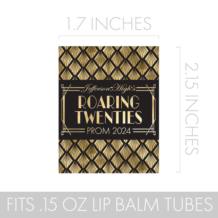 Personalized Prom: Roaring 20s - Lip Balm Labels - 36 or 100 Stickers