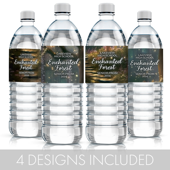 Personalized Prom: Enchanted Forest  - Water Bottle Labels - 24 or 250 Waterproof Stickers