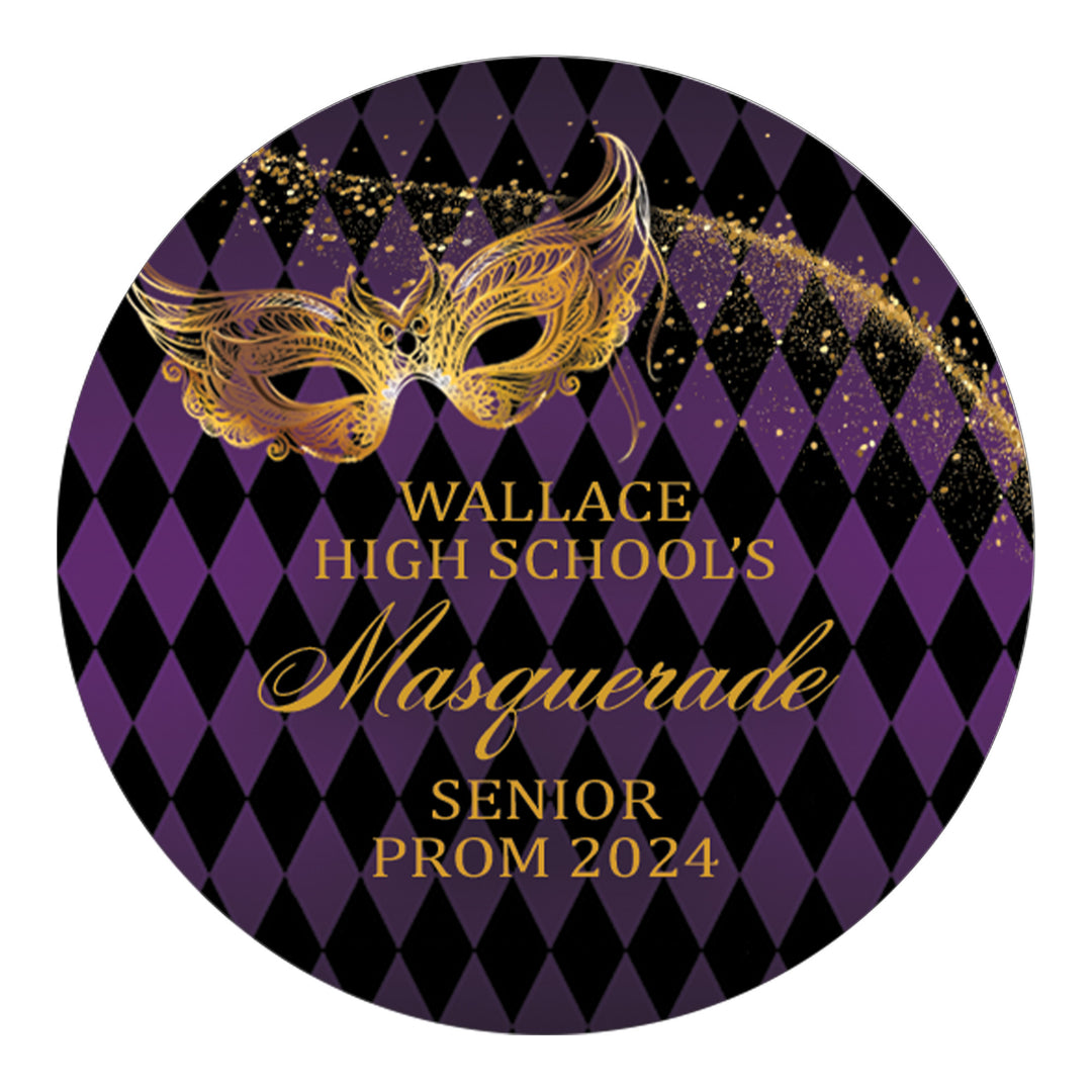 Personalized Prom: Masquerade - Circle Label Stickers - 40 or 250 Stickers