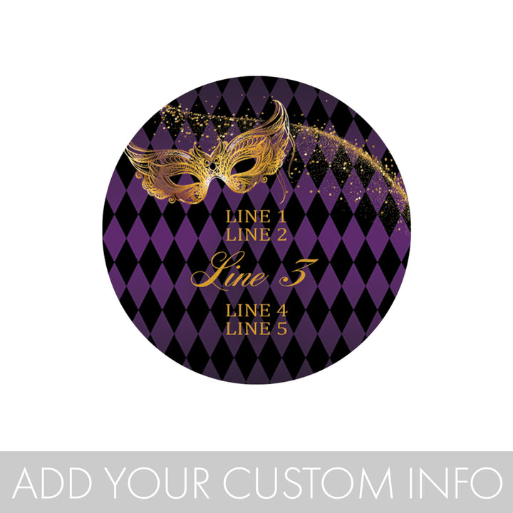 Personalized Prom: Masquerade - Circle Label Stickers - 40 or 250 Stickers