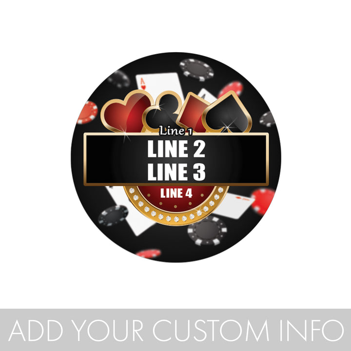 Personalized Prom: Casino Night  - Circle Label Stickers - 40 or 250 Stickers