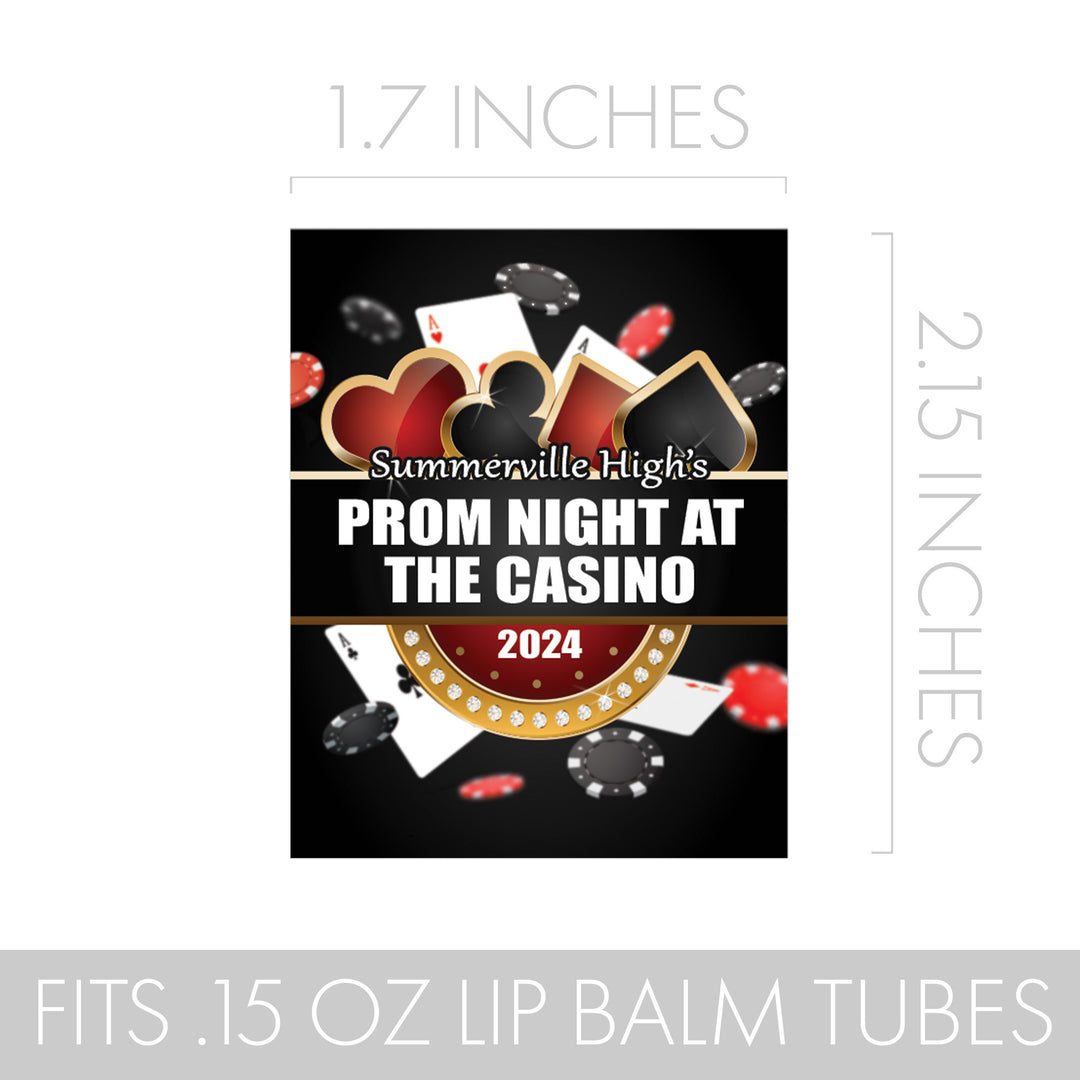 Personalized Prom: Casino Night  -  Lip Balm Labels - 36 or 100 Stickers