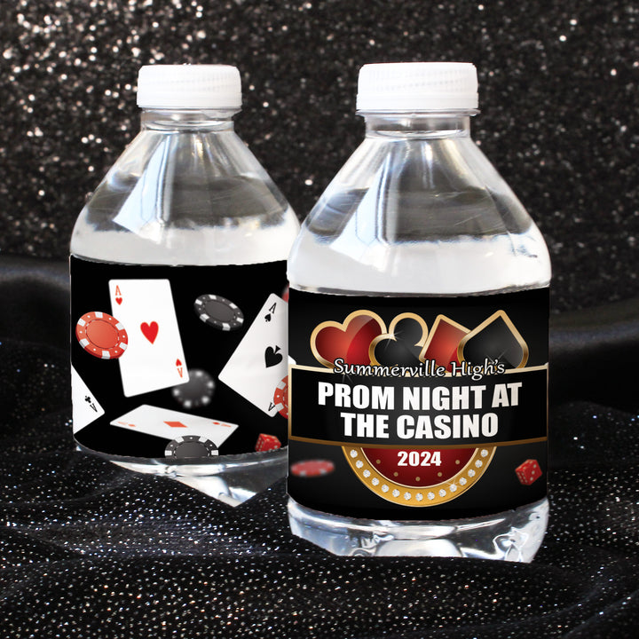 Personalized Prom: Casino Night - Water Bottle Labels - 24 or 250 Waterproof Stickers