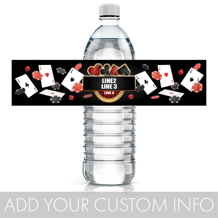Personalized Prom: Casino Night - Water Bottle Labels - 24 or 250 Waterproof Stickers