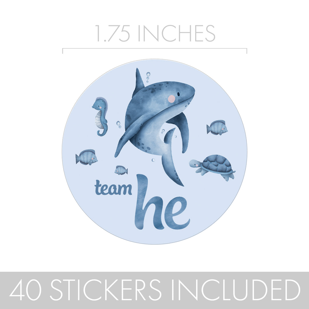 Under the Sea: Gender Reveal Party - Team He or Team She - 40 Stickers