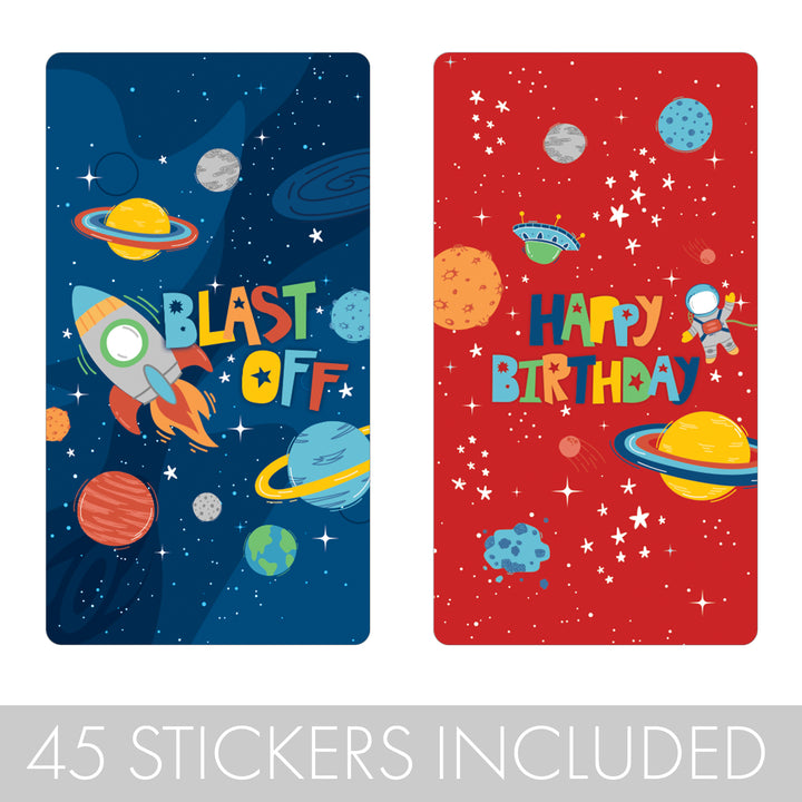 Outer Space: Kid's Birthday - Hershey's Miniatures Candy Bar Wrappers - 45 Stickers