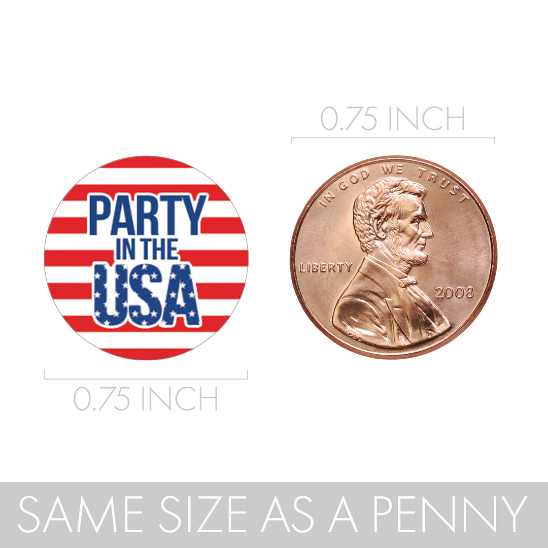 50th Birthday: Red White & Blue - Favor Stickers Fits on Hershey's Kisses - 180 Stickers