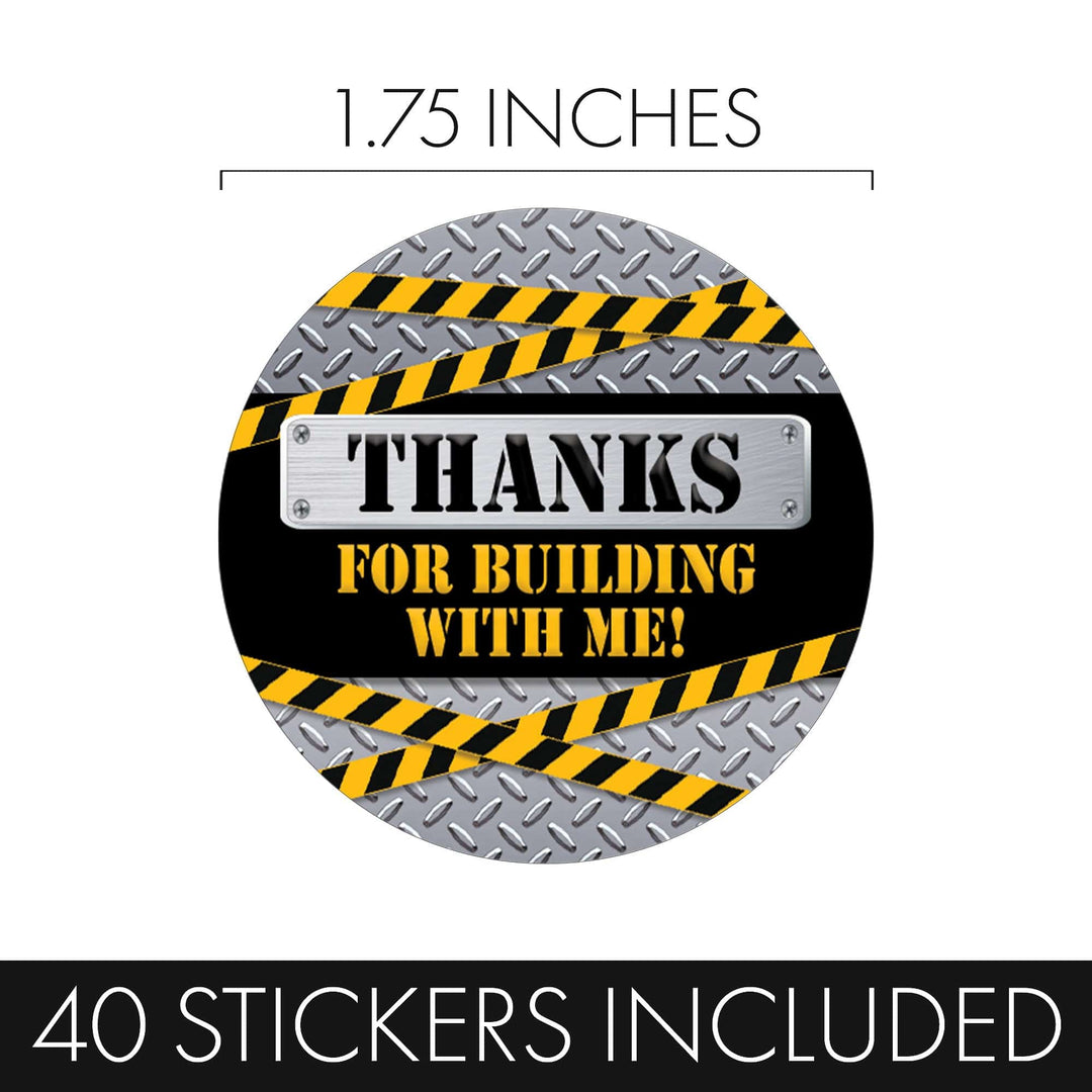 Under Construction: Kid's Birthday - Thank You Labels - 40 Stickers