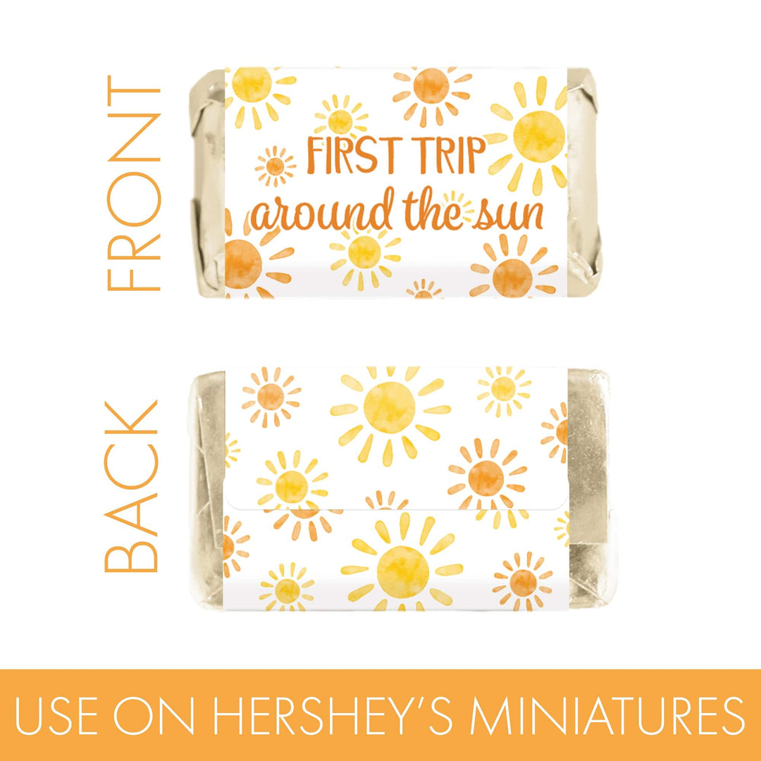 1st Trip Around the Sun - 1st Birthday: Hershey's Miniatures Candy Bar Wrappers - 45 Stickers