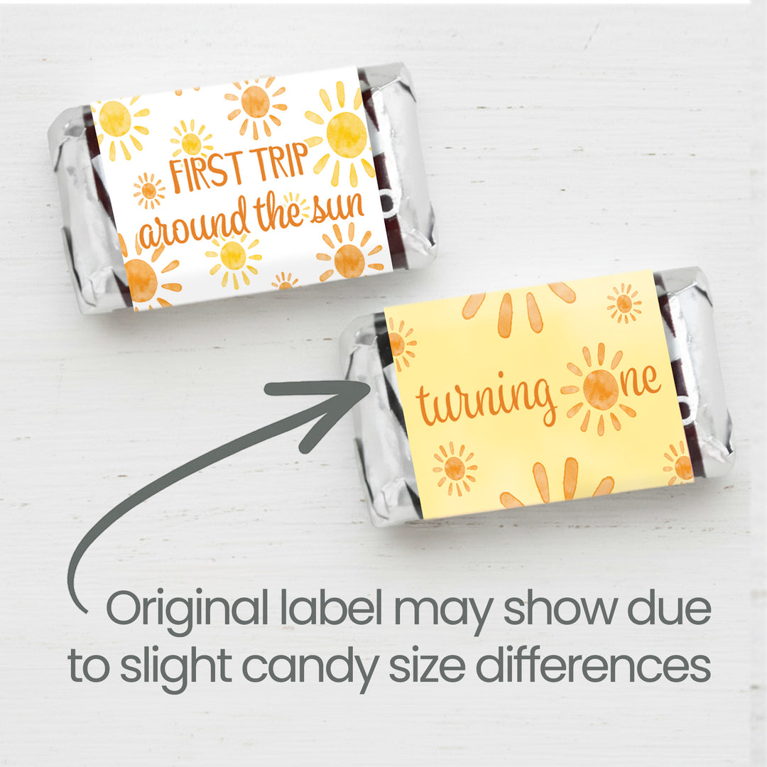 1st Trip Around the Sun - 1st Birthday: Hershey's Miniatures Candy Bar Wrappers - 42 Stickers