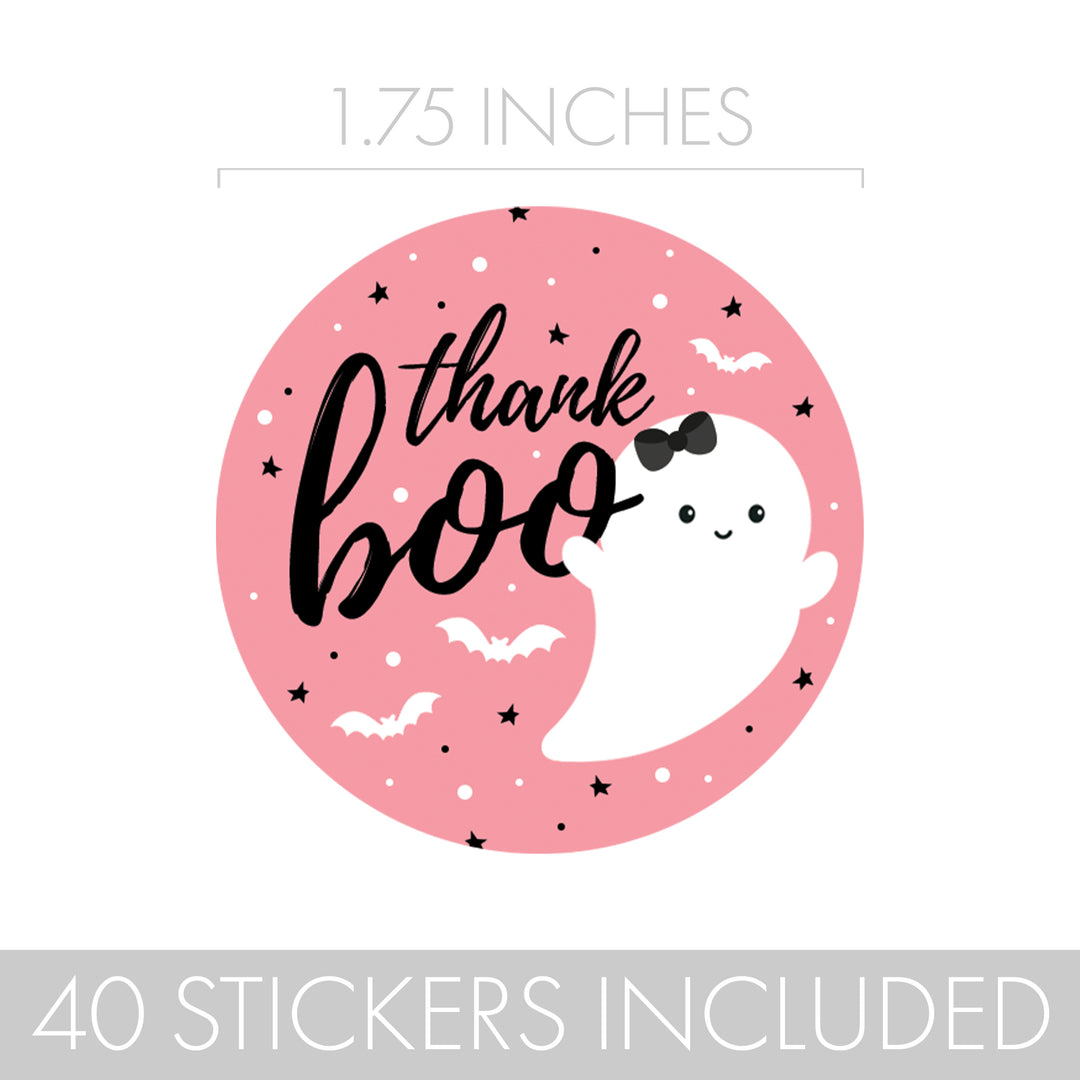 Little Boo: Pink - Girl Baby Shower - Thank You Stickers -  40 Stickers