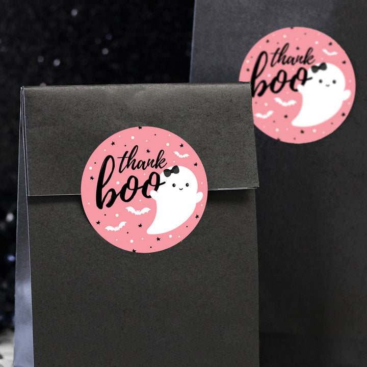Little Boo: Pink - Girl Baby Shower - Thank You Stickers -  40 Stickers