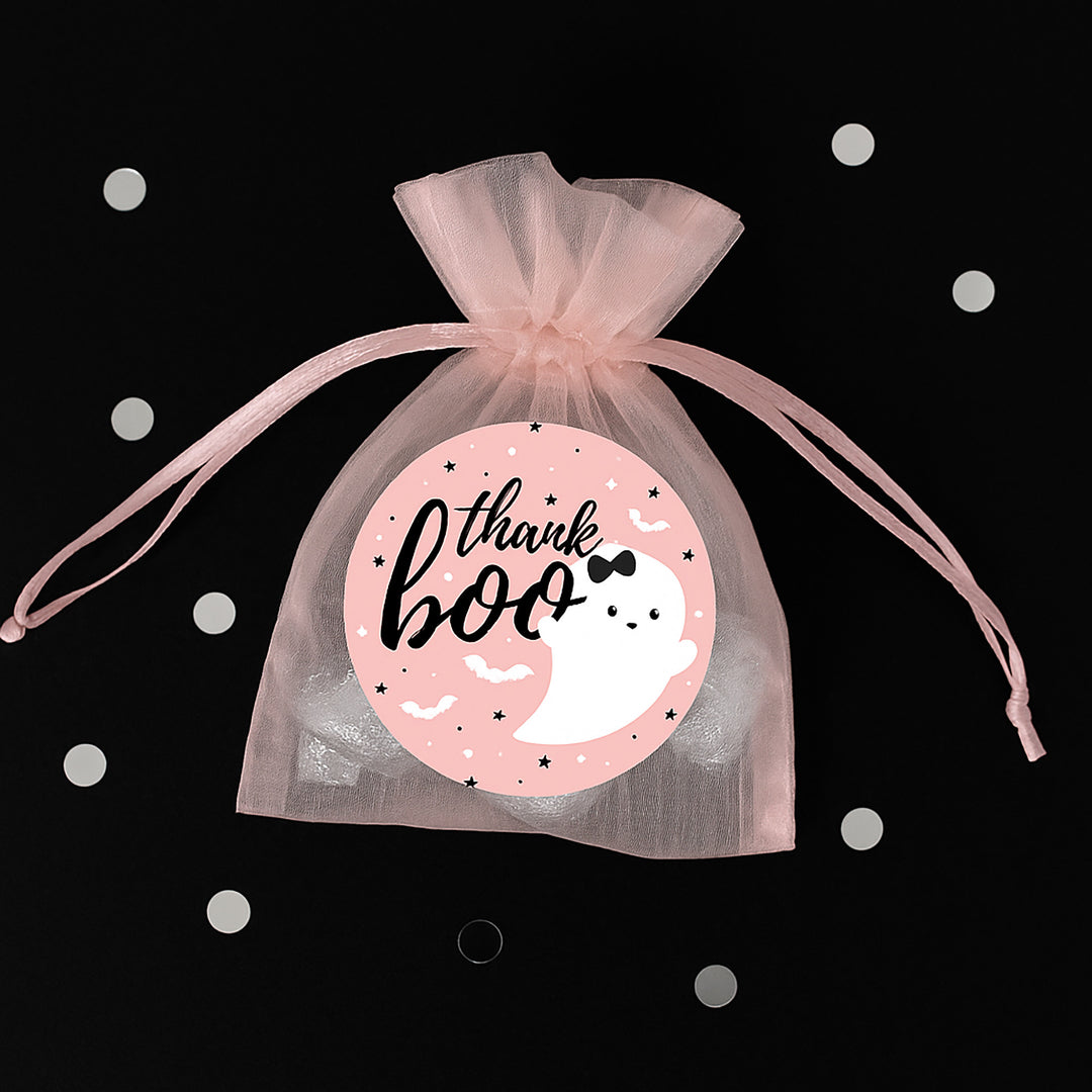Little Boo: Pink - Girl Baby Shower - Fall Thank You Stickers -  40 Stickers