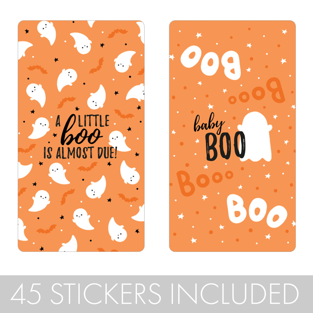 Little Boo: Orange - Baby Shower - Hershey's Miniatures Candy Bar Wrappers Stickers - 45 Stickers