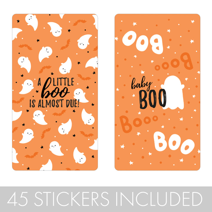 Little Boo: Orange - Baby Shower - Hershey's Miniatures Candy Bar Wrappers Stickers - 45 Stickers