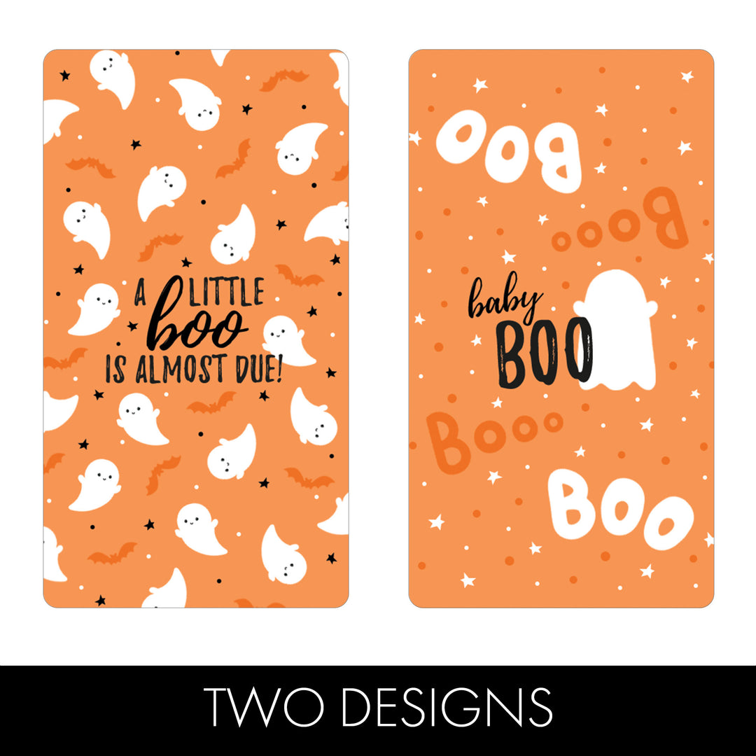 Little Boo: Orange - Baby Shower - Fall Hershey's Miniatures Candy Bar Wrappers Stickers - 42 Stickers