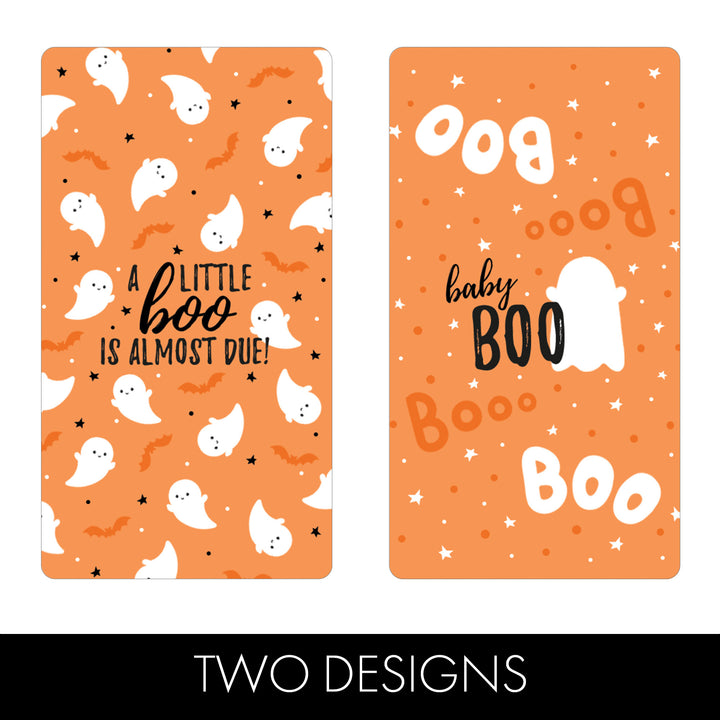 Little Boo: Orange - Baby Shower - Fall Hershey's Miniatures Candy Bar Wrappers Stickers - 42 Stickers