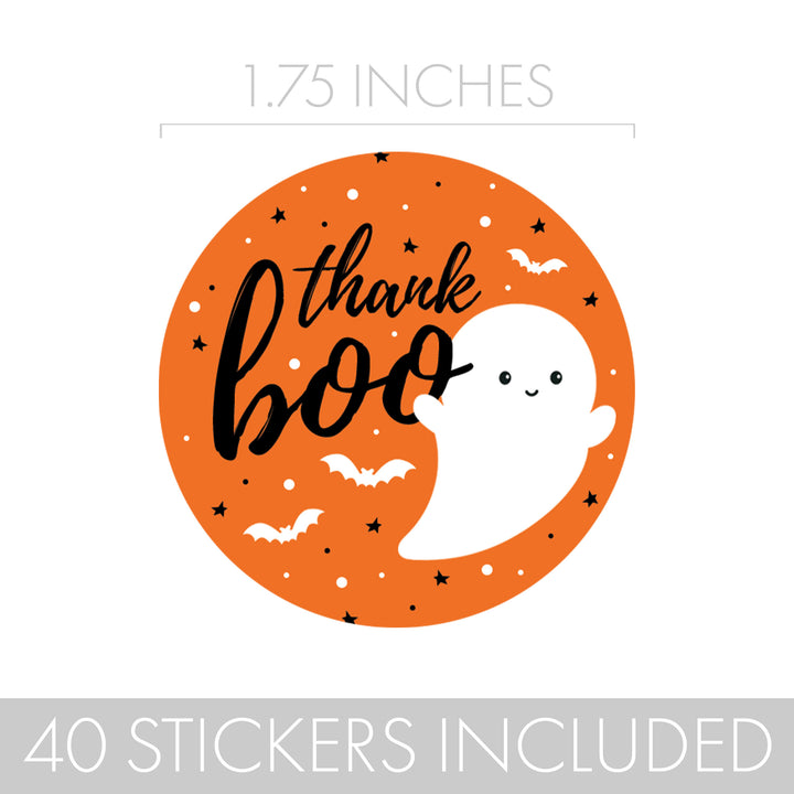 Little Boo: Orange - Baby Shower - Thank You Stickers -  40 Stickers