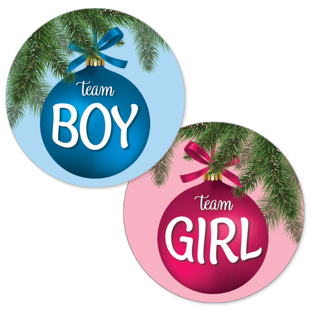 Christmas Ornament: Gender Reveal Party -Team Boy or Girl- 40 Stickers