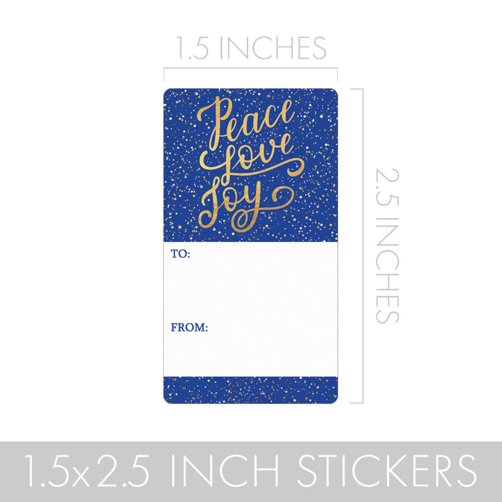 Christmas Gift Tag Stickers: Starry Blue and Snowflakes – 75 Stickers