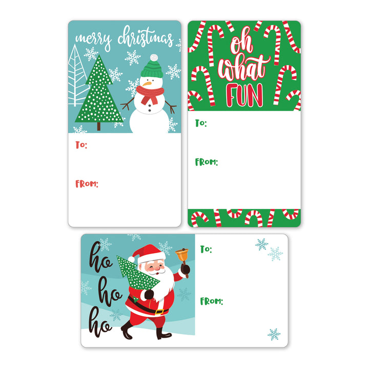 Christmas Gift Tag Stickers: Santa, Snowflakes, and Candy Canes