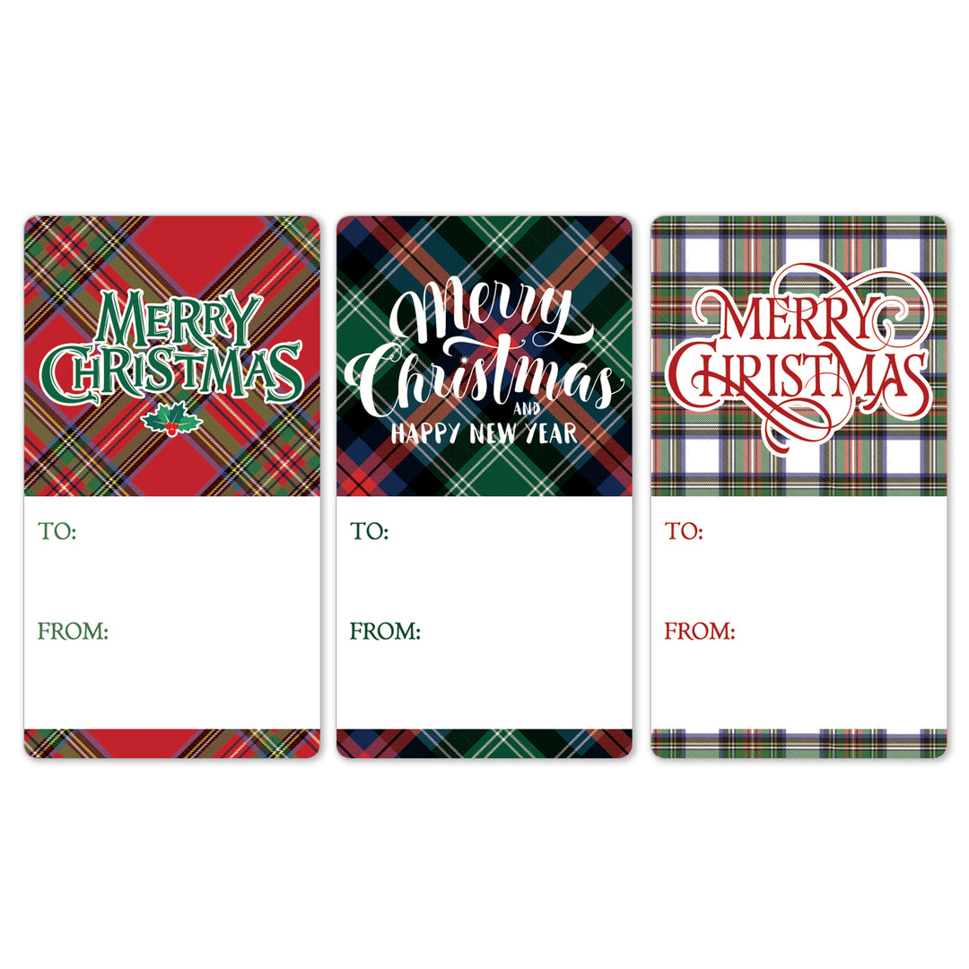 Christmas Gift Tag Stickers: Classic Christmas Plaids