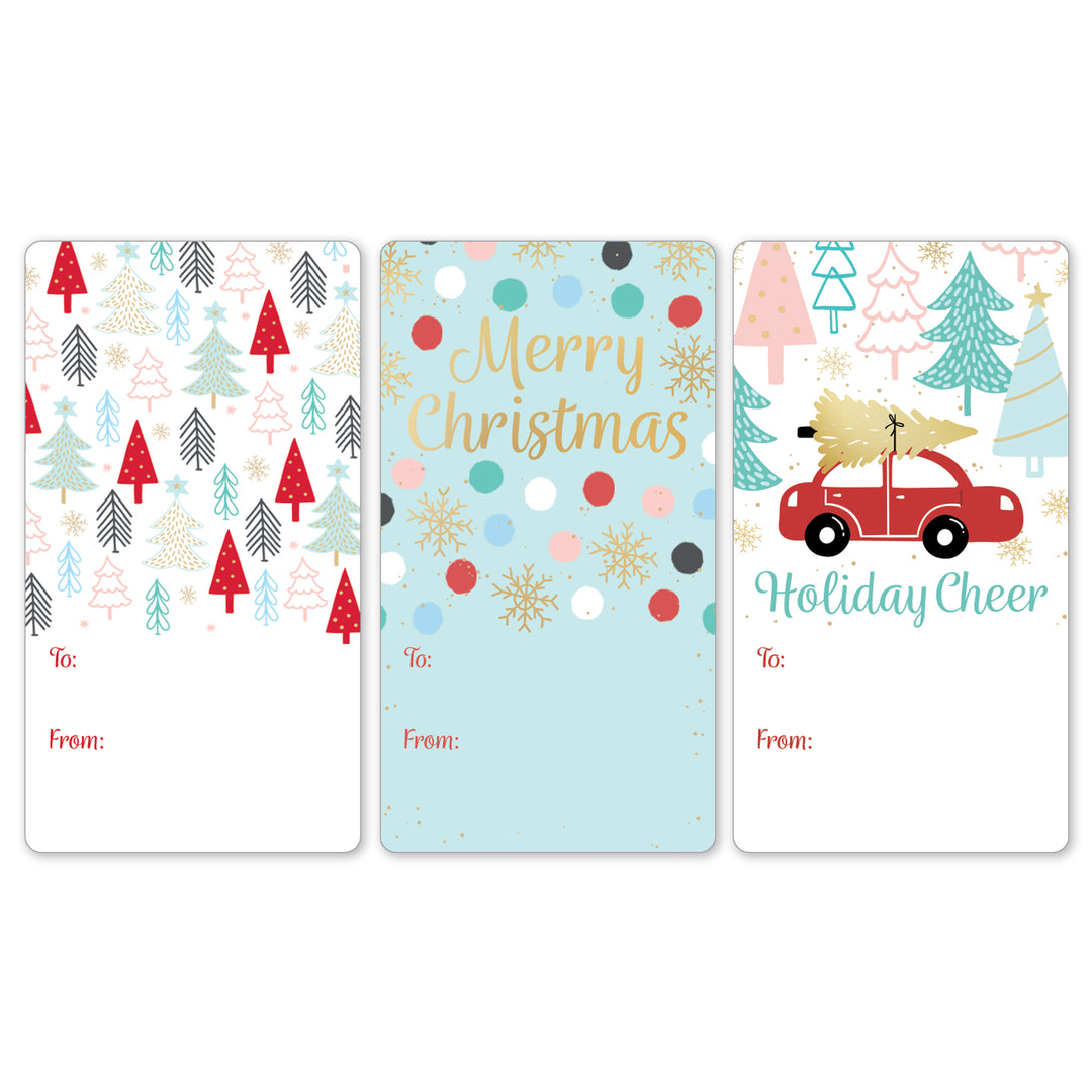 Christmas Gift Tag Stickers: Pastel Scenes