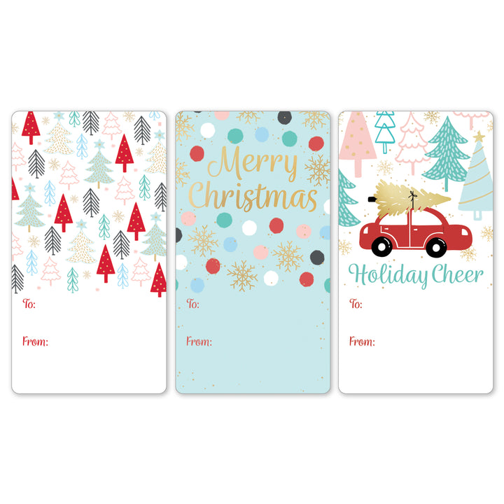 Christmas Gift Tag Stickers: Pastel Scenes
