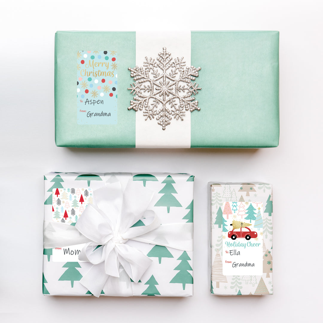 Christmas Gift Tag Stickers: Pastel Scenes