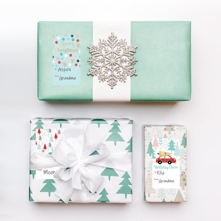 Christmas Gift Tag Stickers: Pastel Scenes